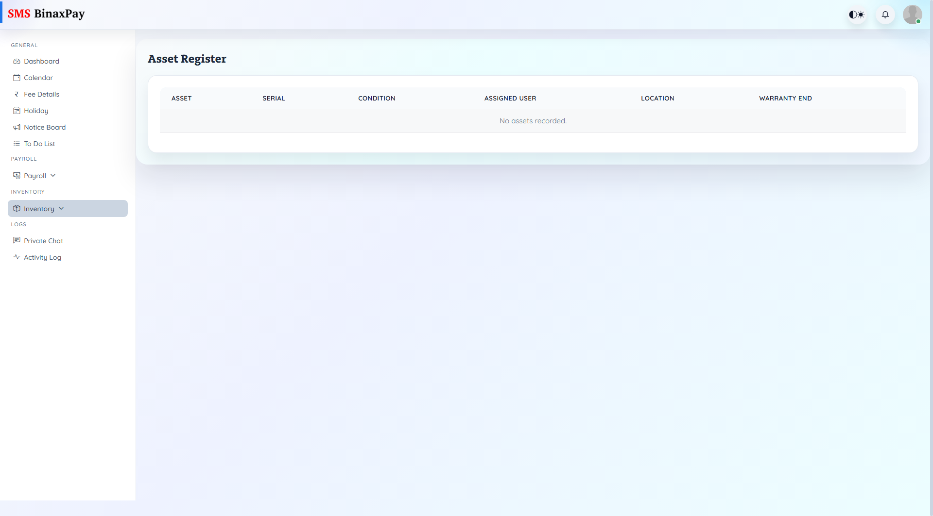 Assets Report screenshot 1