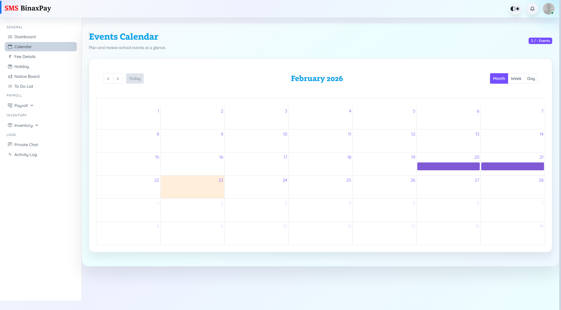 Calendar screenshot 1