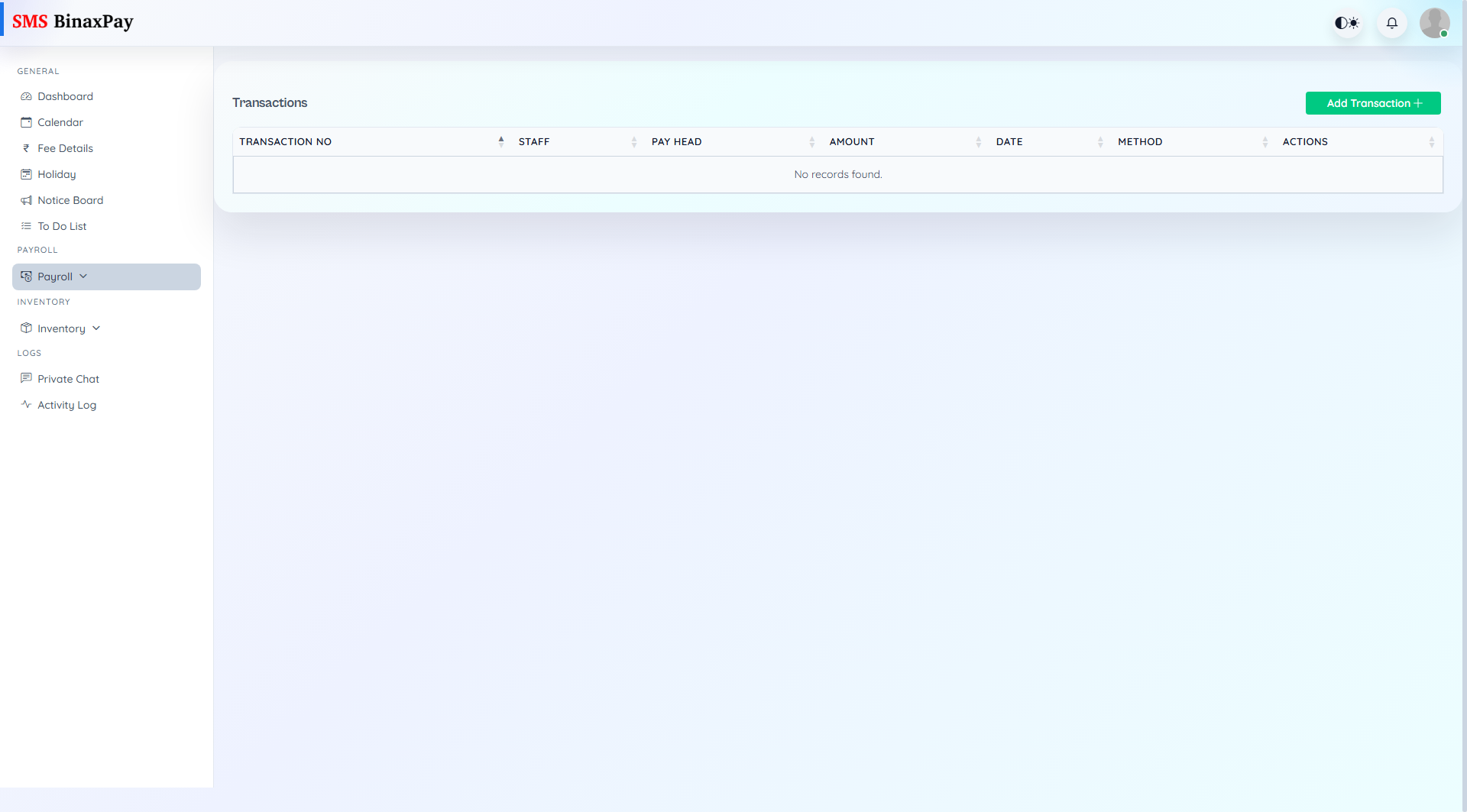 Transactions screenshot 1