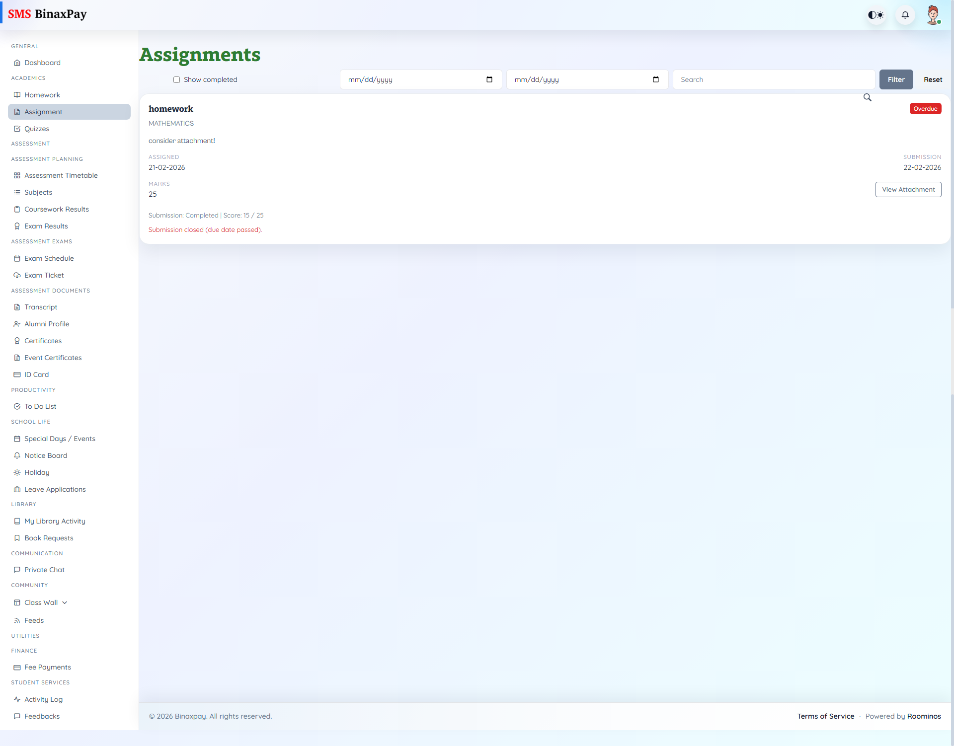 Assignment screenshot 1