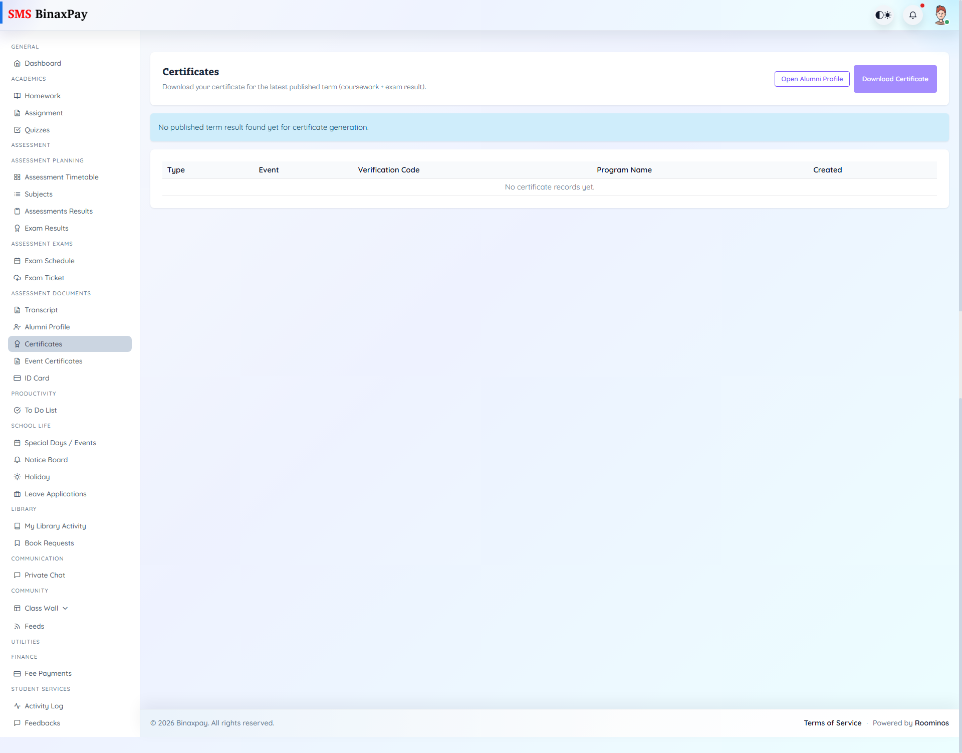 Certificates screenshot 1