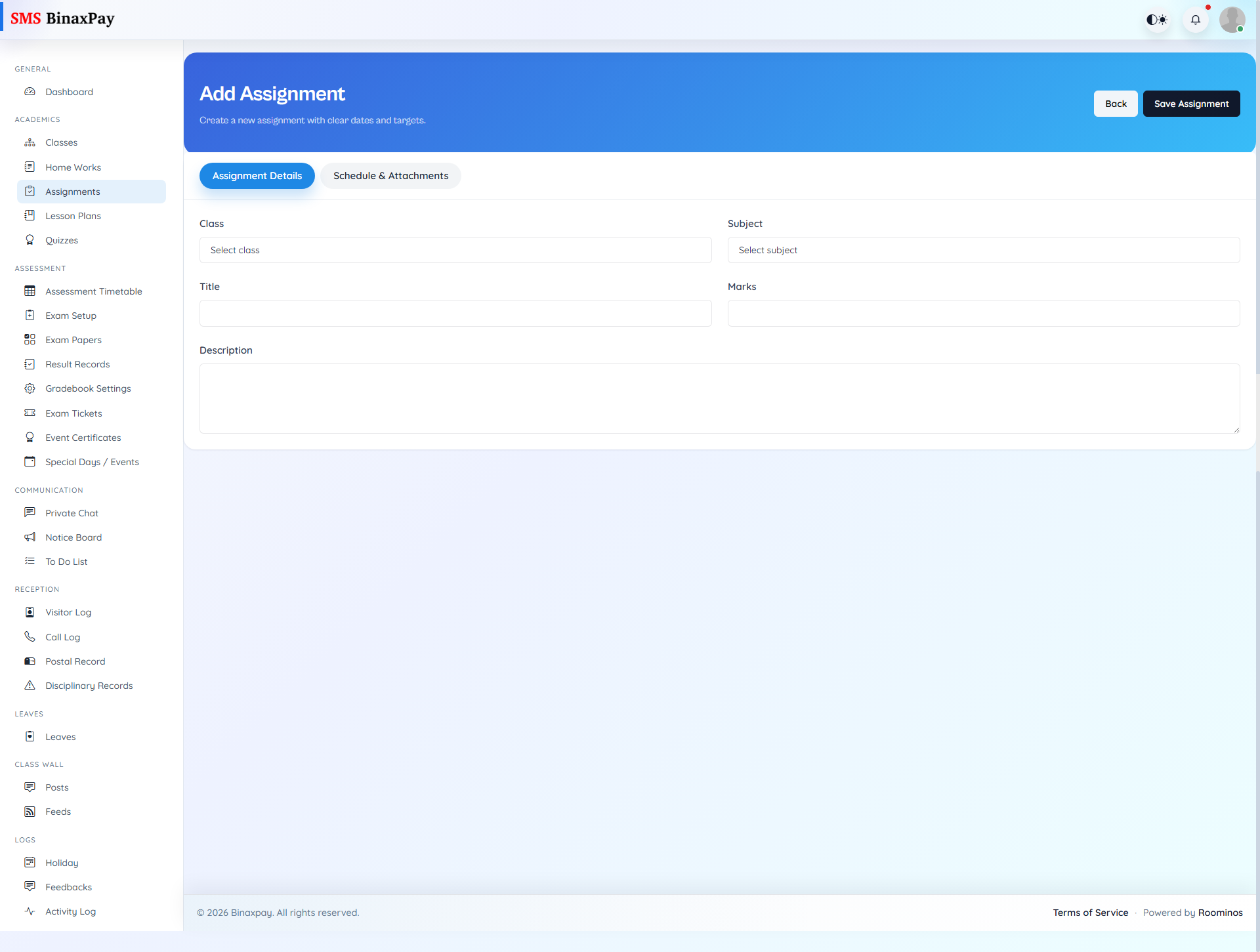 Assignments screenshot 2