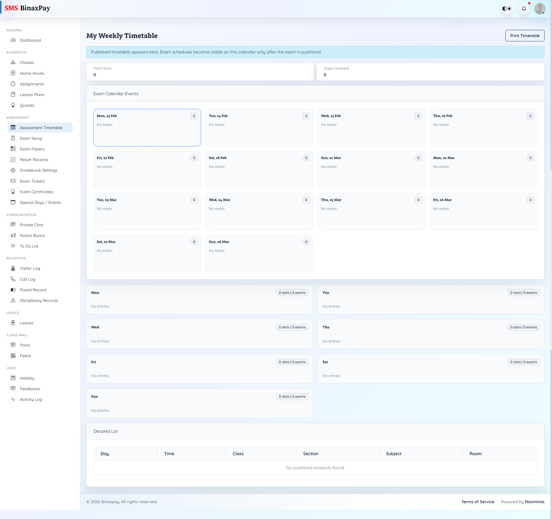 Assessment Timetable screenshot 1