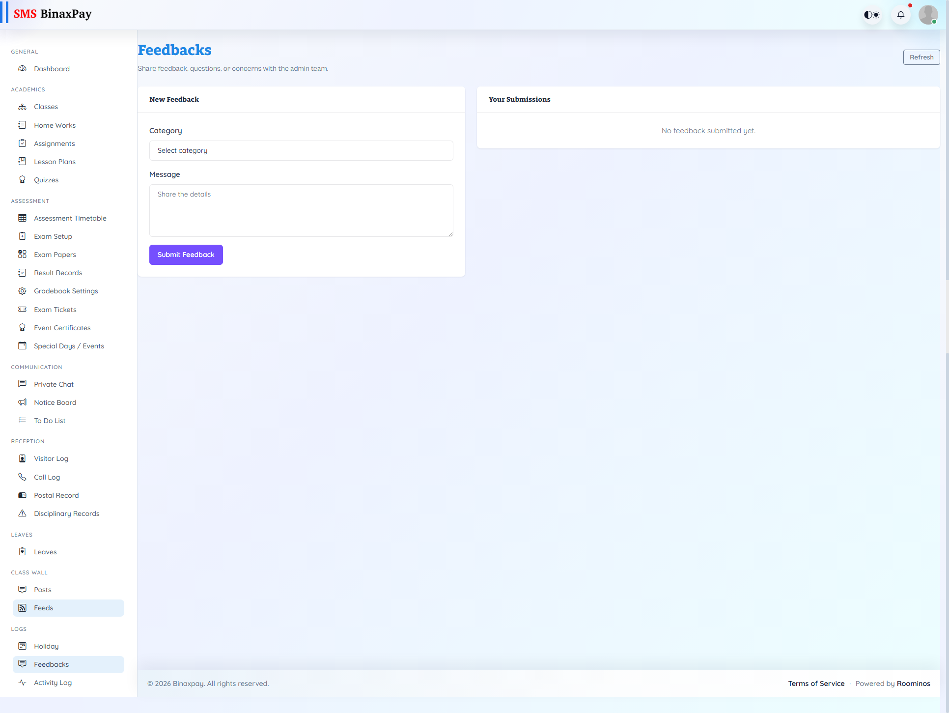 Feedbacks screenshot 1